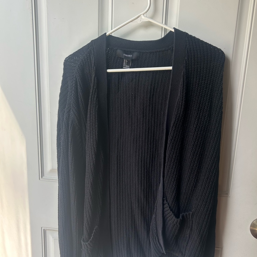 Forever 21 Black Open-Front Cardigan